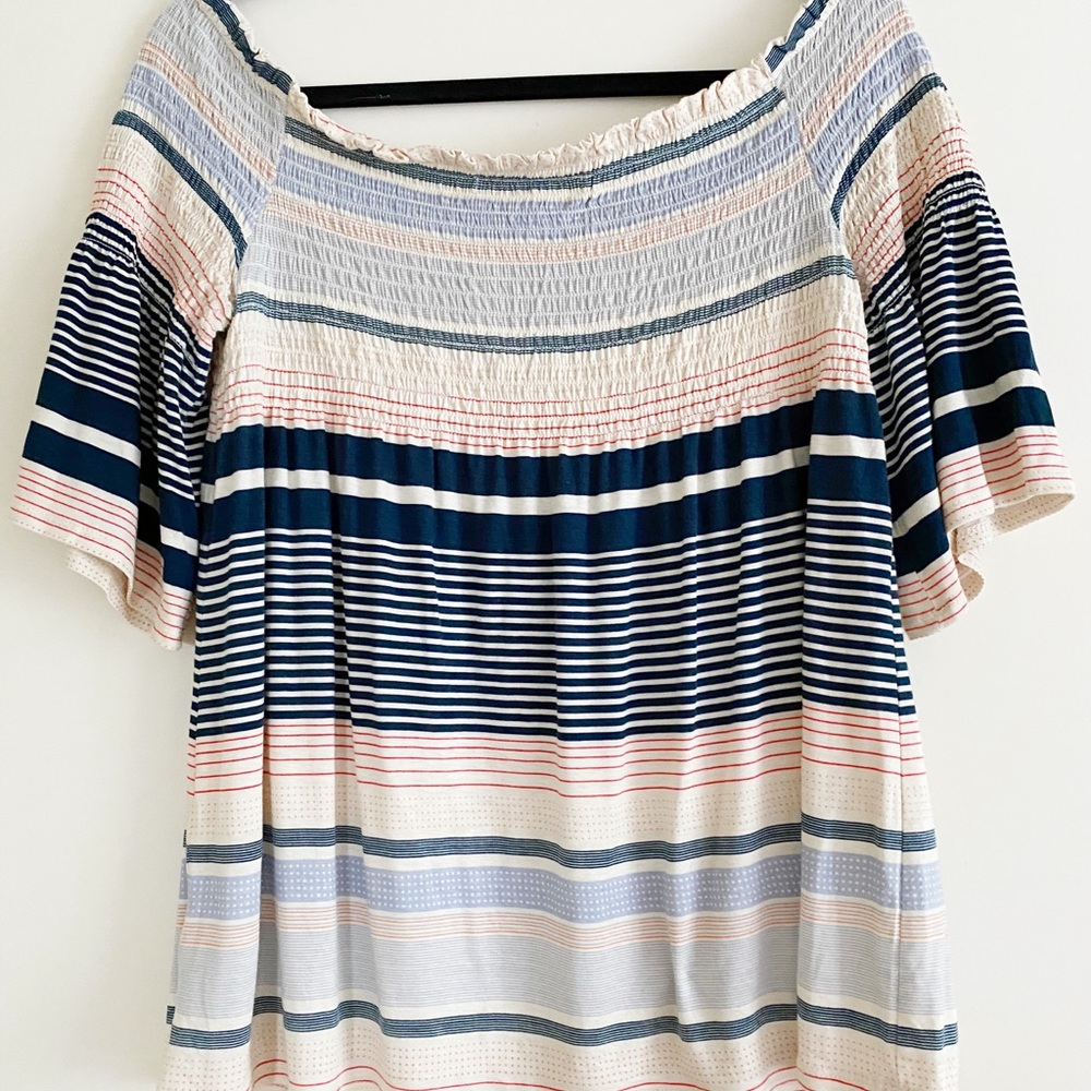 3/4 sleeve off the shoulder tunic top